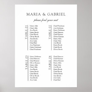 Schwarz-Weiß-Minimalistisches Hochzeitsdiagramm Poster