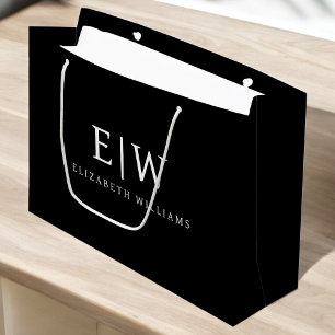 Schwarz-Weiß-Minimalistisches modernes Monogramm Große Geschenktüte