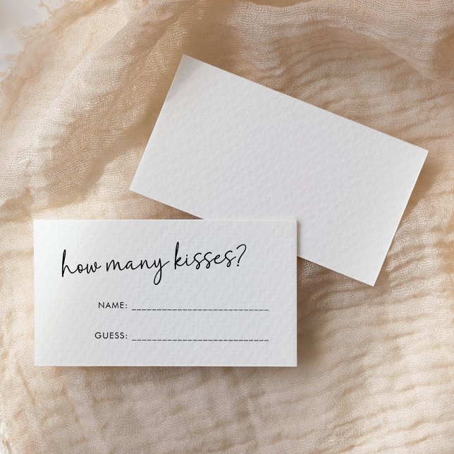 Schwarz & Weiß Minimalskript Wie viele Kisses Game Begleitkarte (Von Creator hochgeladen)
