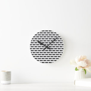 Schwarz-Weiß "Minus" Mathematik Symbol Lino Cut Runde Wanduhr