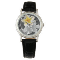 Schwarz-weiß mit einem gelben Frangipani, Uhren