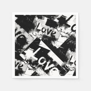 Schwarz-Weiß mit Flecken in der Liebe Serviette