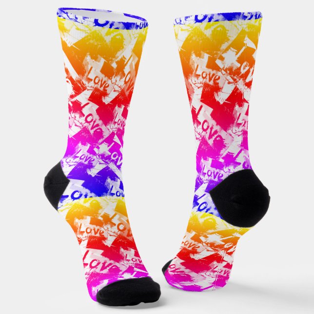Schwarz-Weiß mit Flecken in der Liebe Socken (Gewinkelt)