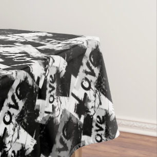 Schwarz-Weiß mit Flecken in der Liebe Tischdecke