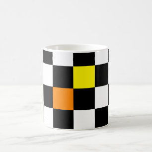 Schwarz, weiß, mit gelb orangefarbener Karton Tasse