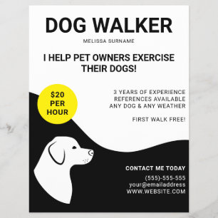 Schwarz/Weiß mit gelbem Hundedesign - Hundeschwalk Flyer