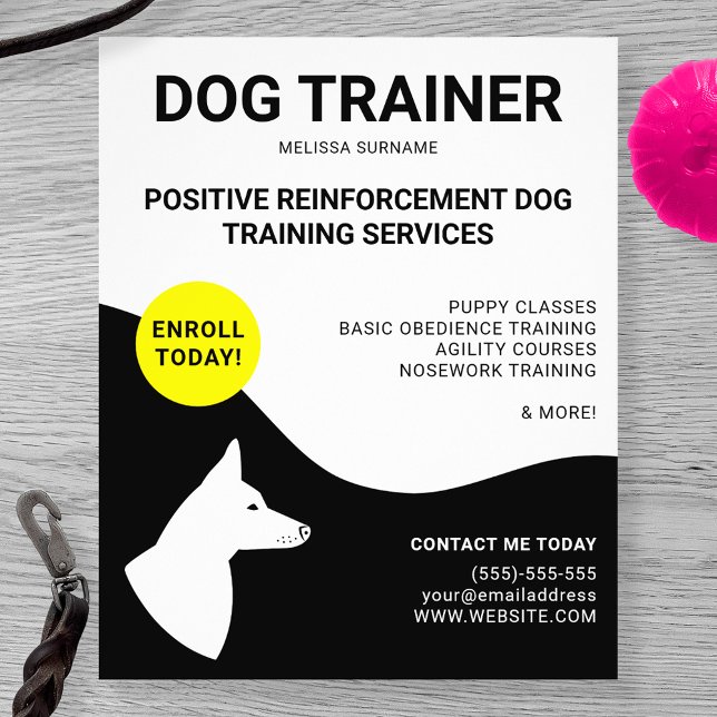 Schwarz/Weiß mit gelber Dog-Design - Hundetrainer Flyer (Von Creator hochgeladen)