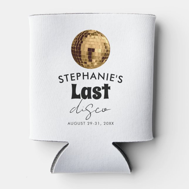 Schwarz-Weiß mit Gold Letzte Disco Dosenkühler (Vorderseite)