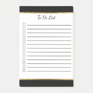 Schwarz-Weiß mit goldenem Rand To-Do-Liste Post-it Klebezettel