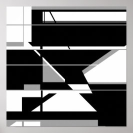 Schwarz-weiß mit Grau-Abstraktes Labyrinth-Design Poster