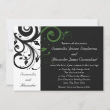 Schwarz-Weiß mit grünem Swirl-Akzent