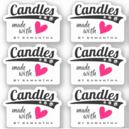 Schwarz-Weiß mit Liebe Rosa Herzkerzen Aufkleber