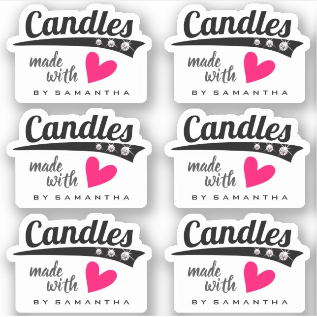 Schwarz-Weiß mit Liebe Rosa Herzkerzen Aufkleber (Vorderseite)