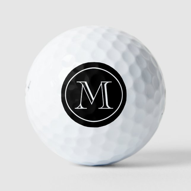 Schwarz-Weiß-Mit Monogramm Golfball (Vorderseite)