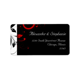 Schwarz +Weiß mit rotem umgekehrtem Swirbeletikett Adressaufkleber