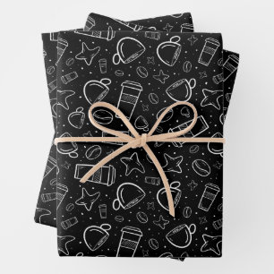 schwarz-weiß mit Sternen für Ihr Handwerk Geschenkpapier Set