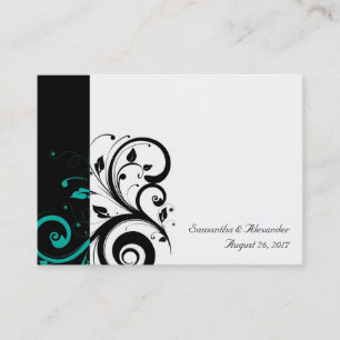 Schwarz-Weiß mit Teal Reverse Swirl Visitenkarte