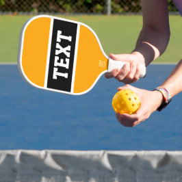 Schwarz-weiß Mitte Gelbblau-Streifen - Text Pickleball Schläger