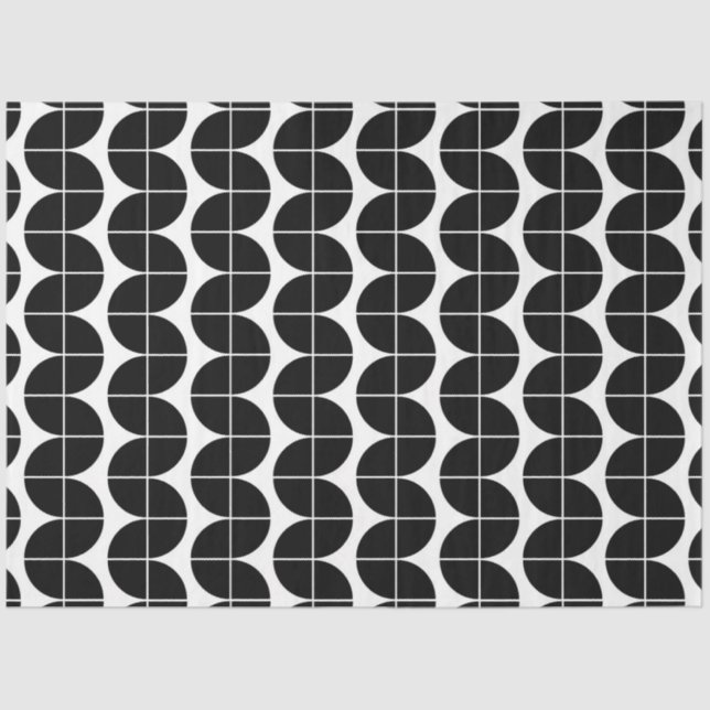 Schwarz/Weiß Mitte Jahrhundert Modernes Abstraktes Seidenpapier (Vorderseite)