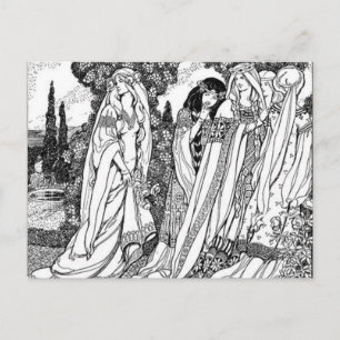 Schwarz-Weiß-Mittelalter Postkarte