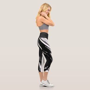 Schwarz-Weiß Modern Capri Leggings
