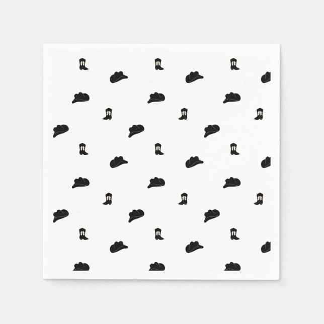 Schwarz-Weiß-Modern-Cowboy-Rodeo-Muster Serviette (Vorderseite)