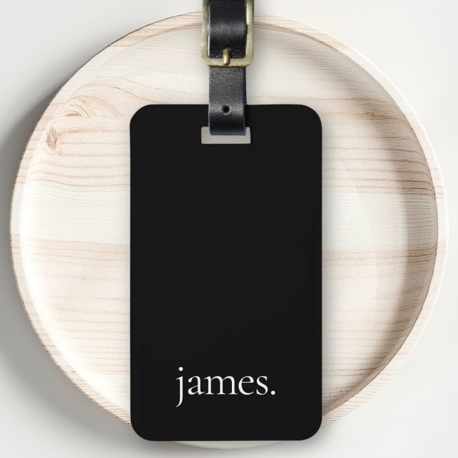 Schwarz-Weiß-Modern-Einfache Monogrammbezeichnung Gepäckanhänger (Von Creator hochgeladen)