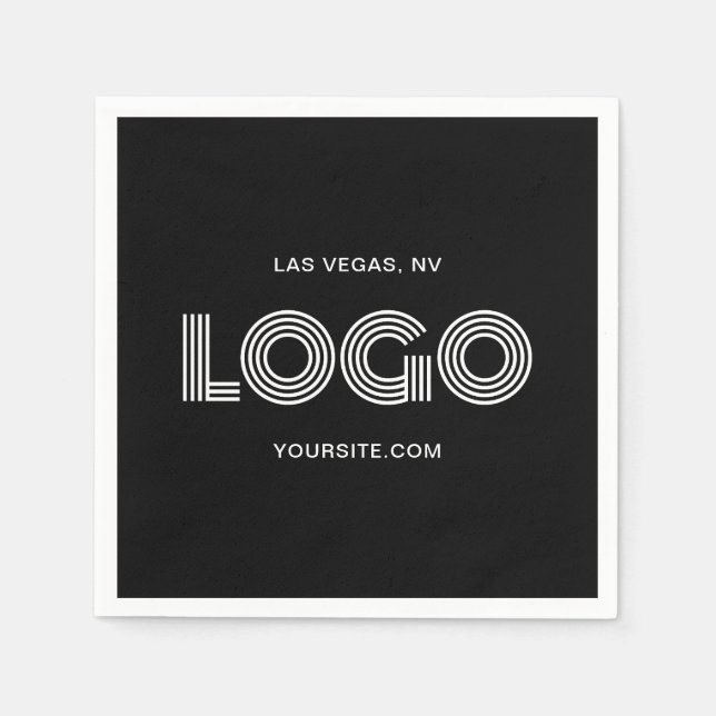 Schwarz-Weiß-Modern-Logo Serviette (Vorderseite)