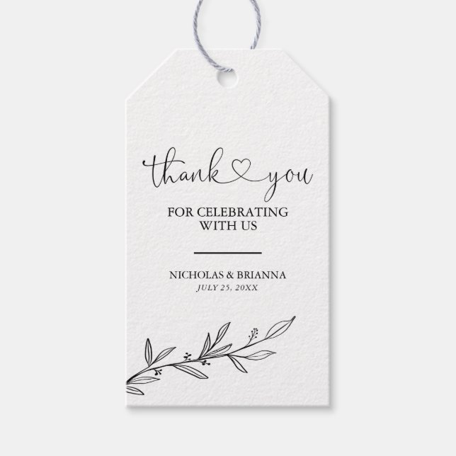 Schwarz-weiß Modern Minimal Boho Wedding Vielen Da Geschenkanhänger (Vorderseite)