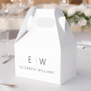 Schwarz Weiß Modern Minimalist Monogramm Name Geschenkschachtel