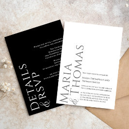 Schwarz-Weiß-Modern Minimalistisch einfach Einladung