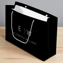 Schwarz-weiß Modern Minimalistischer Monogrammname