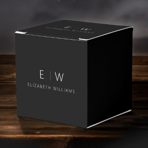 Schwarz Weiß Modern Minimalistisches Monogramm Nam Geschenkschachtel