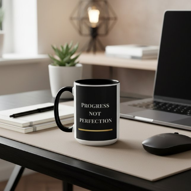 Schwarz-Weiß-Modern Motivierend  Tasse (Von Creator hochgeladen)
