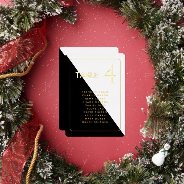 Schwarz-Weiß-Modern-Real-Foil-Tafel Folieneinladung (Insitu)