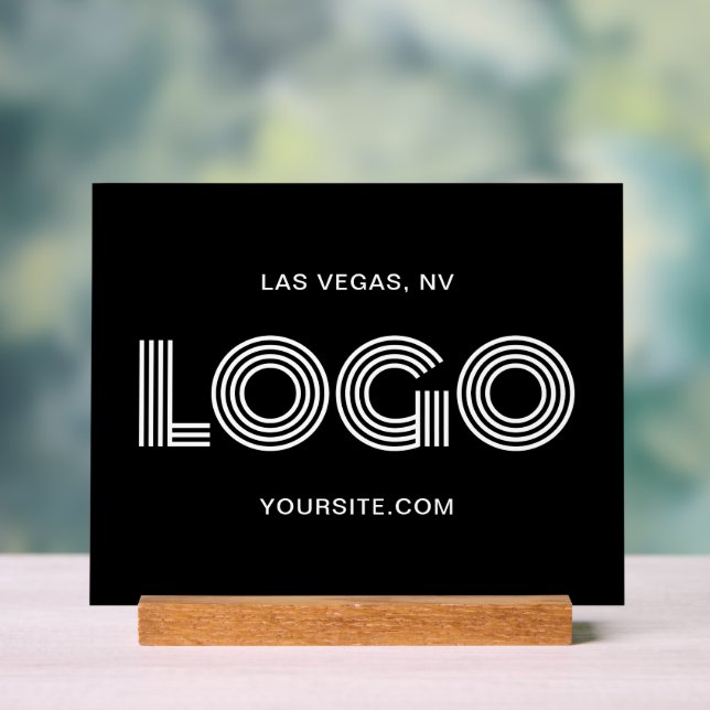 Schwarz-Weiß-Modern-Rechtecklogo Acrylschild (Neutral)