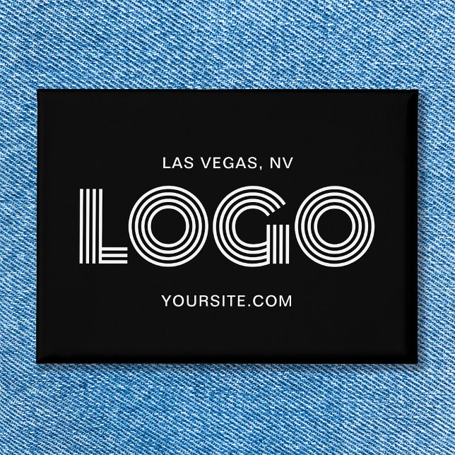 Schwarz-Weiß-Modern-Rechtecklogo Button (Black and White Modern Rectangular Logo Button)