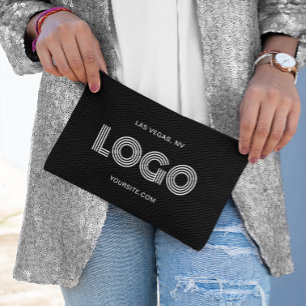 Schwarz-Weiß-Modern-Rechtecklogo Zubehörtasche