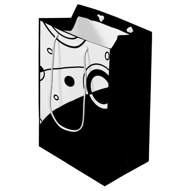 Schwarz-Weiß-Moderne Abstrakt Mittlere Geschenktüte (Vorderseite Schrägansicht)