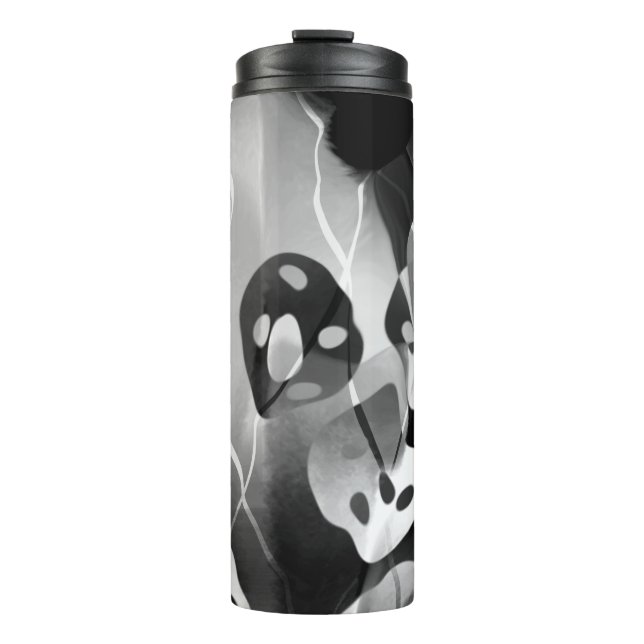 Schwarz-Weiß-Moderne Abstrakt Thermosbecher (Vorderseite)