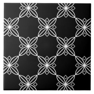 Schwarz-Weiß-Moderne Art-Deco-Trivet Fliese