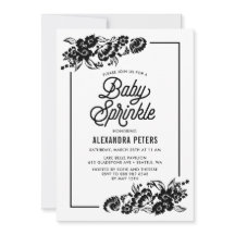 Schwarz-Weiß-Moderne Blütenakzente Babysprinkle