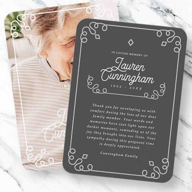 Schwarz-Weiß Moderne einfache Beerdigung Danke Visitenkarte (Von Creator hochgeladen)
