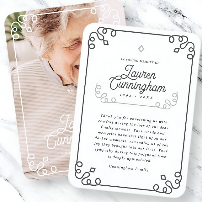 Schwarz-Weiß Moderne einfache Beerdigung Danke Visitenkarte (Von Creator hochgeladen)