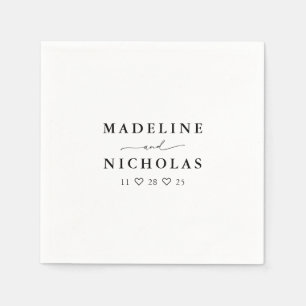 Schwarz-Weiß-Moderne einfache Hochzeit Serviette