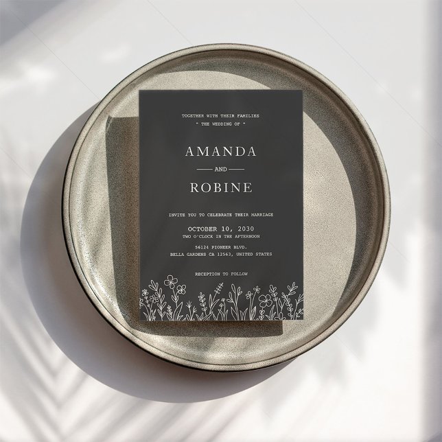 Schwarz-Weiß Moderne einfache Hochzeitseinladung Einladung (Von Creator hochgeladen)