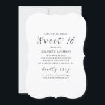 Schwarz-Weiß moderne, einfache Kalligraphie Sweet  Einladung<br><div class="desc">Schwarz-Weiß Kalligraphie Sweet 16 Geburtstagseinladung. Bitte kontaktieren Sie mich,  wenn Sie weitere Informationen benötigen.</div>