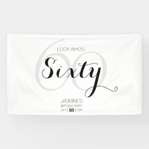 Schwarz-Weiß Moderne Elegante 60. Geburtstag Banner