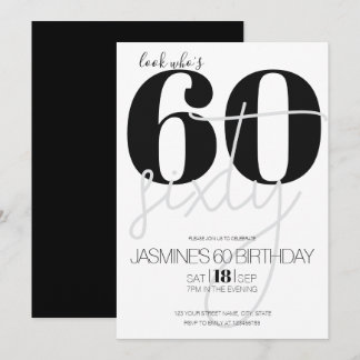 Schwarz-Weiß Moderne Elegante 60. Geburtstag Einladung