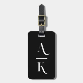 Schwarz-Weiß-Moderne elegante Monogramm Gepäckanhänger